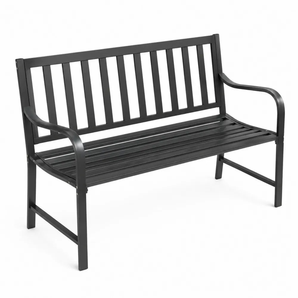 Panca da esterno in metallo nero 127x60x85 cm