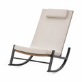 Sedia a dondolo in metallo e tessuto beige per esterno 92x60x85 cm