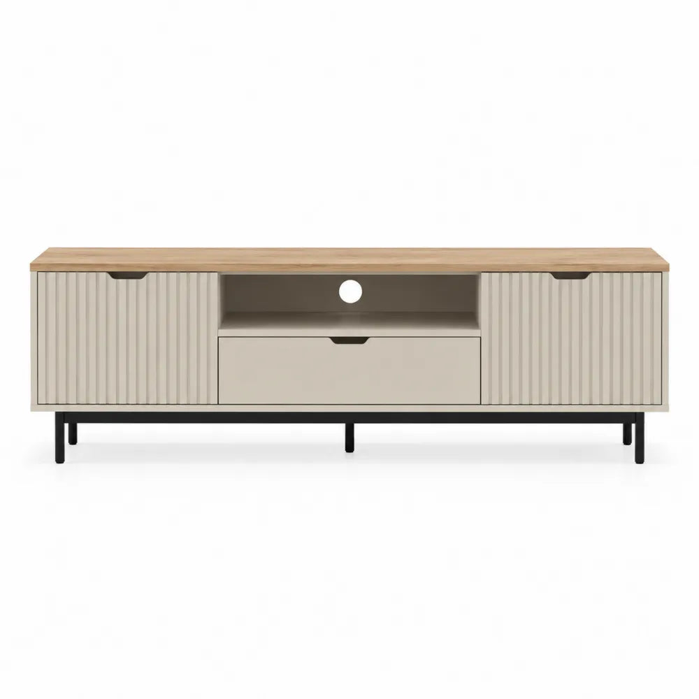 Mobile TV in legno e metallo con cassetti e ante beige