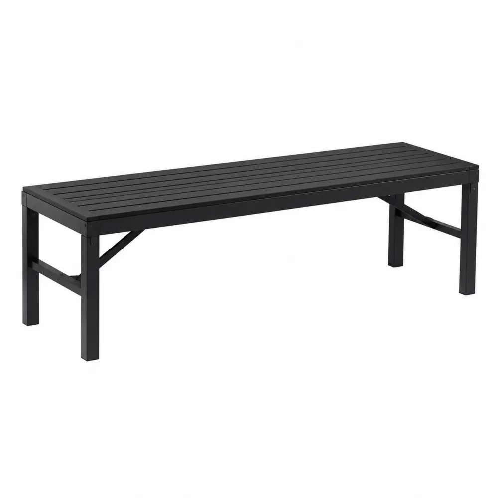 Panca da esterno rettangolare in alluminio nero 180x40x45 cm