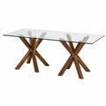 Tavolo da pranzo in vetro e legno massello 180x90 cm