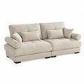 Divano modulare in tessuto beige con cuscini, 220x95x90 cm