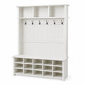 Appendiabiti con panca e scomparti in MDF bianco