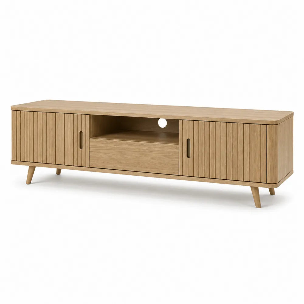 Mobile TV in legno quercia con sportelli e cassetto 140x40x50 cm