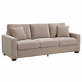 Divano a 3 Posti in Tessuto Corduroy Beige con Cuscini